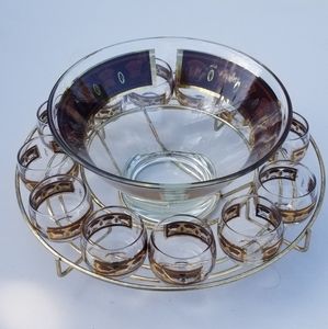 Vintage - Culver Glassware Punch Bowl Set